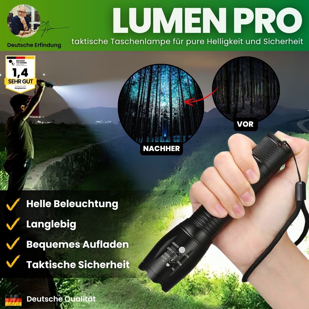 Lumen Pro - taktische Taschenlampe für pure Helligkeit und Sicherheit