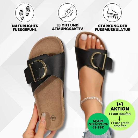 OrthoMia - Schmerzlindernde Kork-Sandalen mit Schnallenriemen-Design für Damen - Sonderaktion 1+1 Gratis