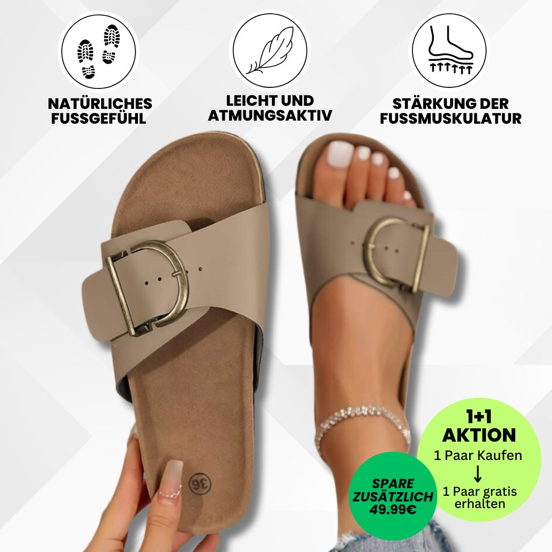 OrthoMia - Schmerzlindernde Kork-Sandalen mit Schnallenriemen-Design für Damen - Sonderaktion 1+1 Gratis
